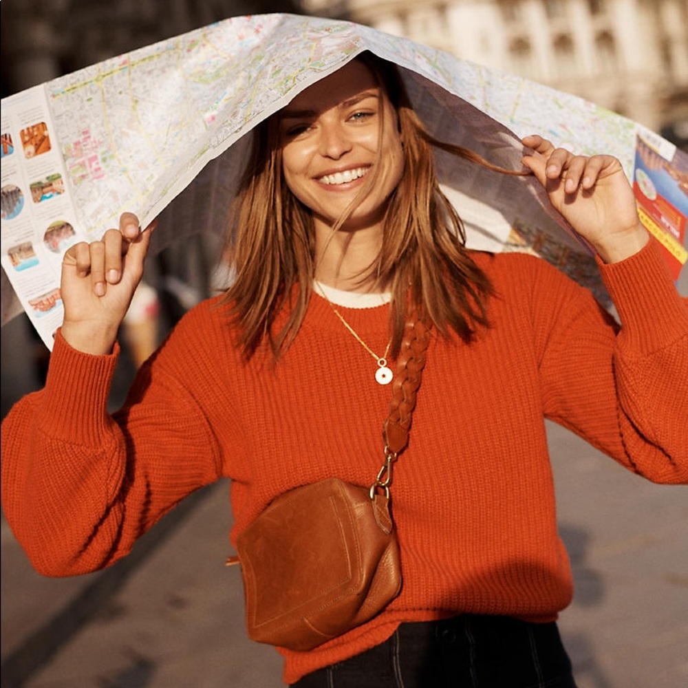 Madewell Fairbanks pullover sweater in rust
